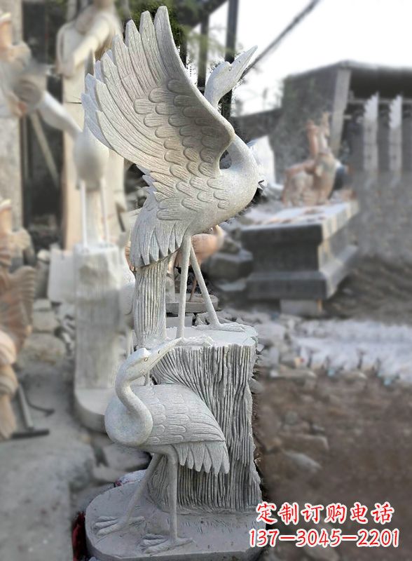 烟台石雕仙鹤景观摆件