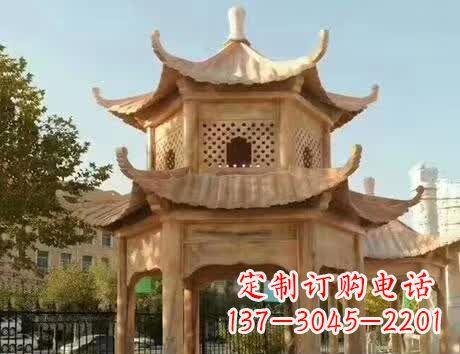 烟台石雕小区景观双层凉亭