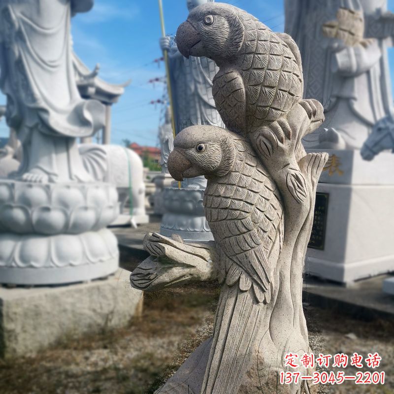 烟台石雕鹦鹉景观雕塑摆件