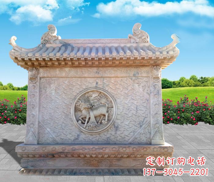 烟台石浮雕麒麟庭院影壁