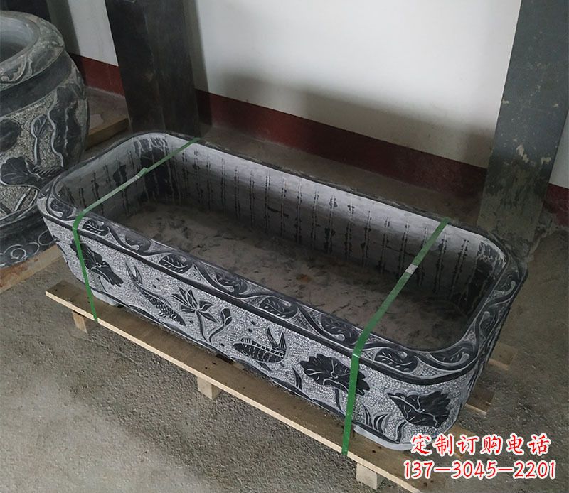 烟台石浮雕鱼缸仿古鱼缸石雕