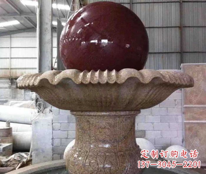 烟台石来运转小型风水球喷泉石雕 (2)