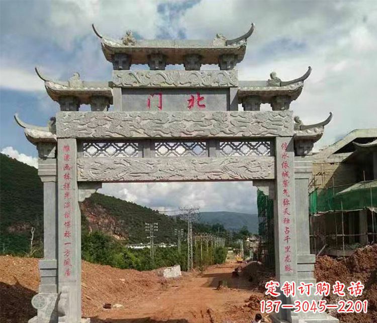 烟台石牌坊单门牌坊石雕