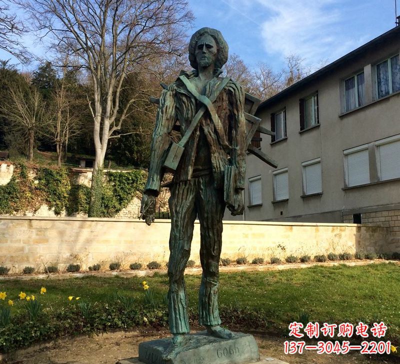 烟台世界名人荷兰印象画派画家梵高青铜雕像