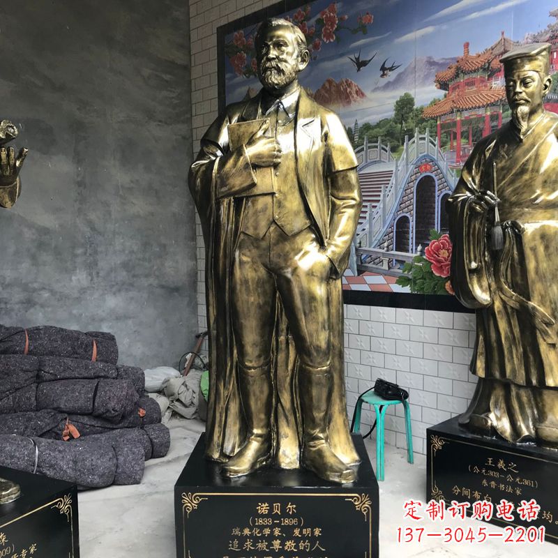 烟台世界名人瑞典著名化学家诺贝尔仿铜雕像