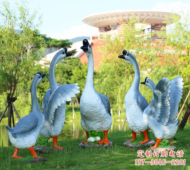 烟台树脂工艺品玻璃钢雕塑商场美陈户外园林景观装饰品仿真动物鹅摆件