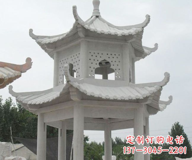 烟台双层大理石凉亭石雕
