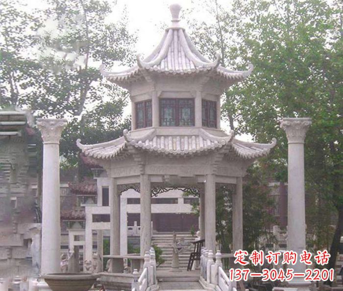 烟台双层仿古凉亭石雕 (3)