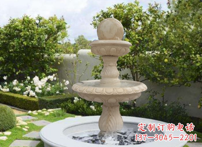 烟台双层风水球喷泉别墅石雕