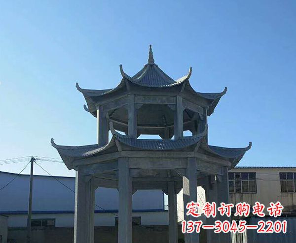 烟台双层仿古石凉亭石雕_1