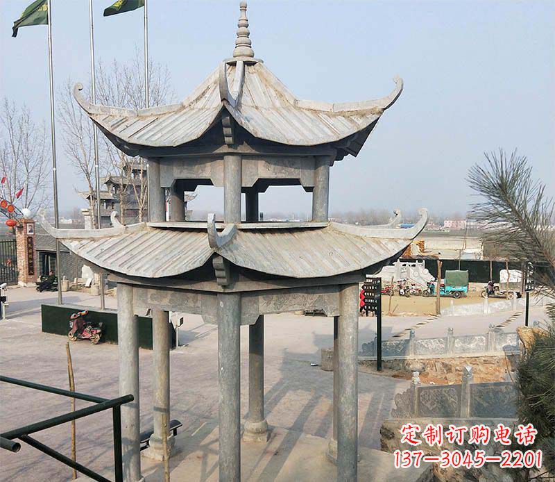 烟台双层户外凉亭石雕