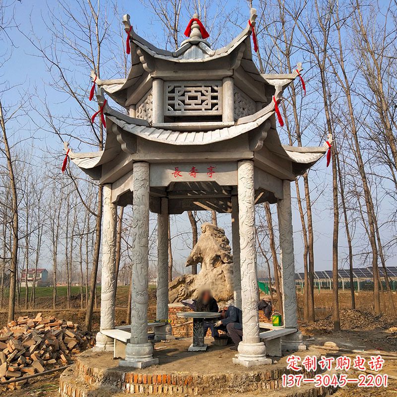 烟台双层六角石凉亭