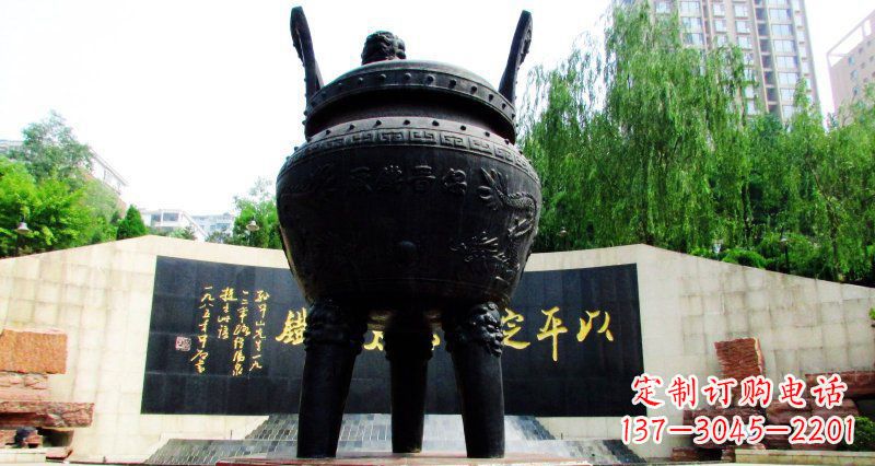 烟台双龙戏珠广场香炉铜雕景观雕塑