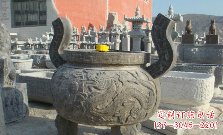 烟台双龙戏珠浮雕香炉铜雕