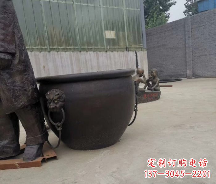 烟台水缸铜雕塑 (2)