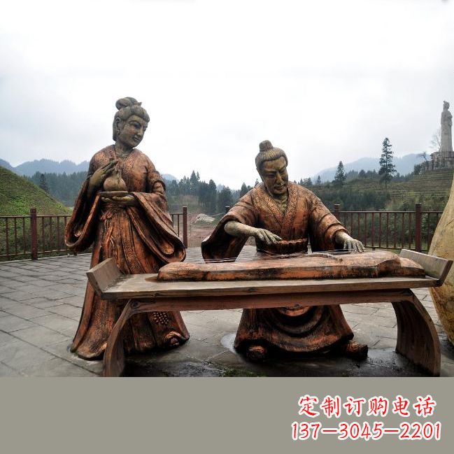 烟台司马相如与卓文君铜雕塑像-城市广场历史名人情景雕塑