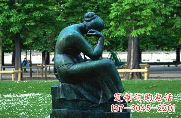 烟台思考的女人青铜人物铜雕