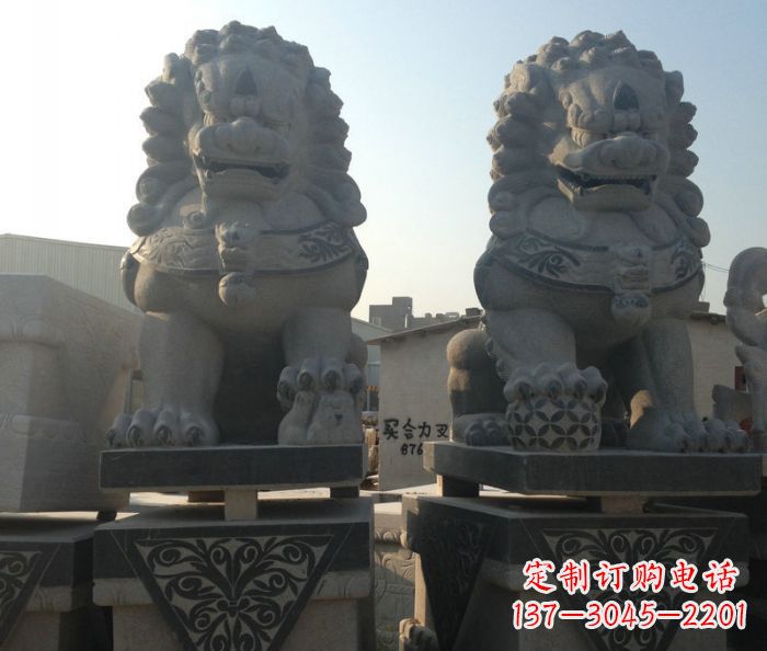 烟台寺庙景观仿古石狮子 (2)