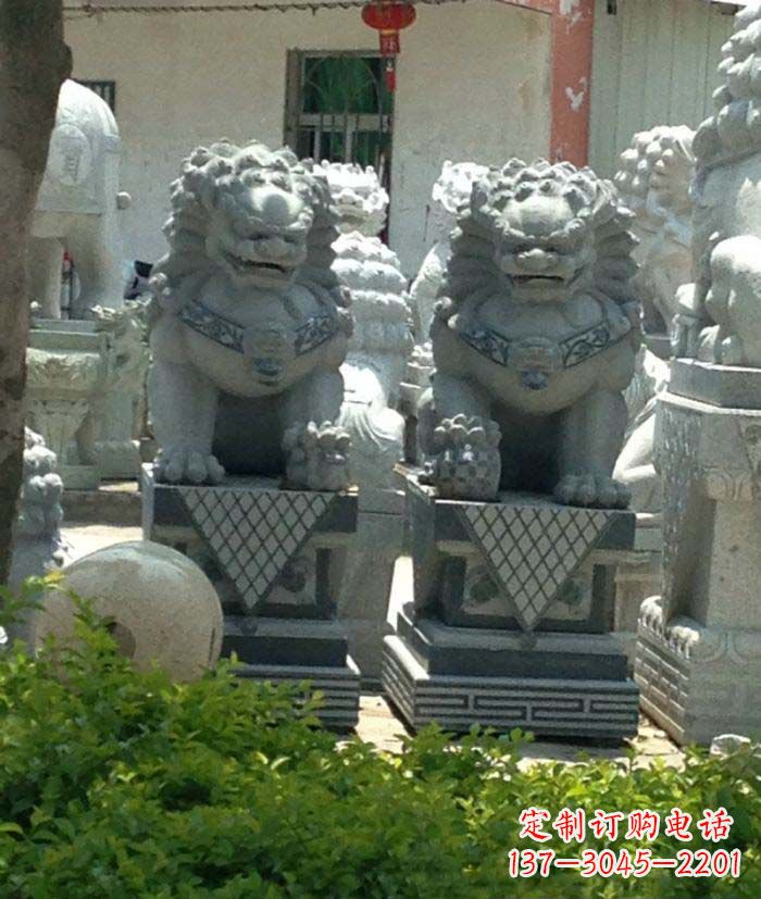 烟台寺庙景观仿古石狮子