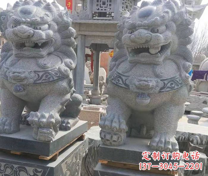 烟台寺庙景观仿古石狮子 (3)