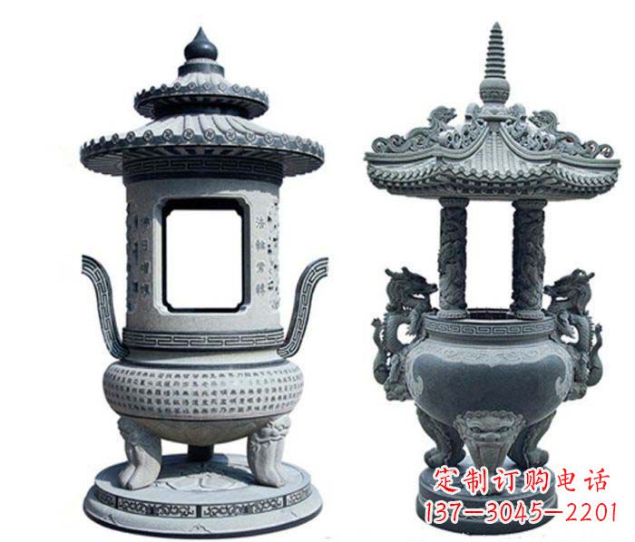 烟台寺庙景观仿古香炉石雕