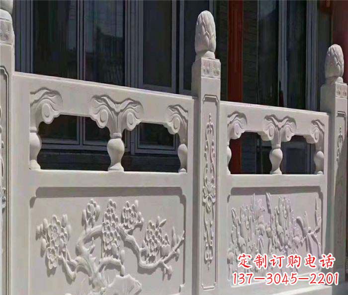 烟台寺庙景观汉白玉石浮雕栏板 (2)