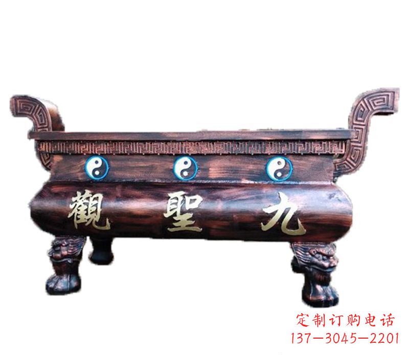 烟台寺庙九龙香炉铜雕