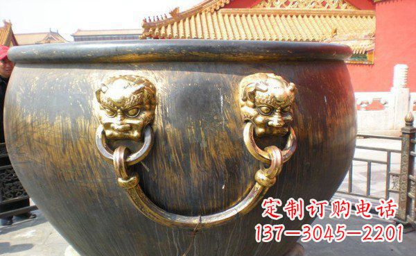 烟台寺庙水缸铜雕 (3)