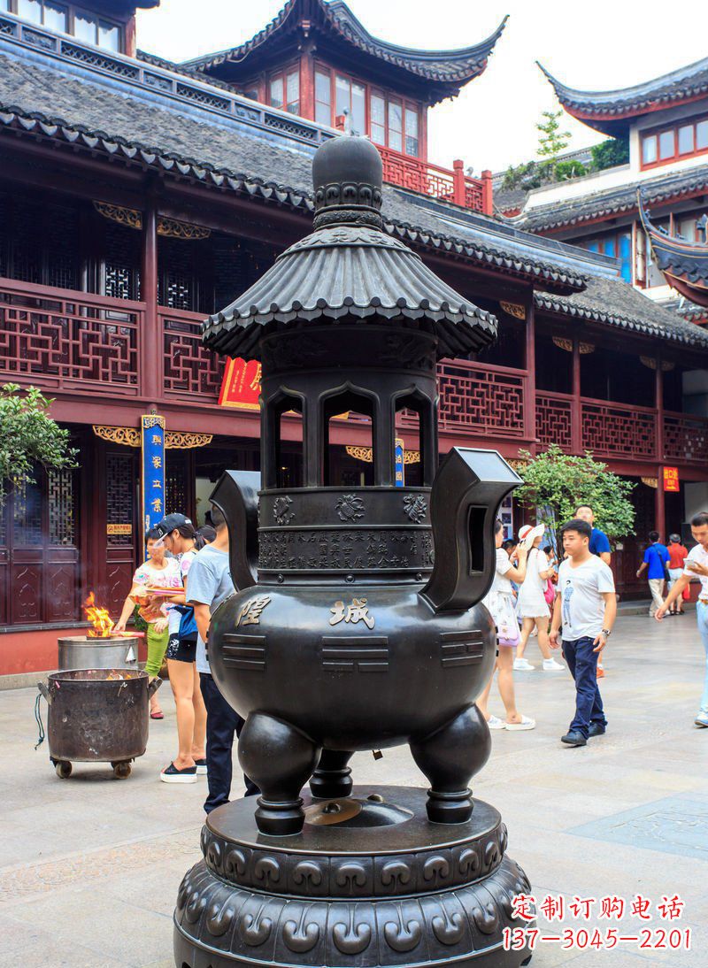 烟台寺庙铜香炉铜雕 (2)