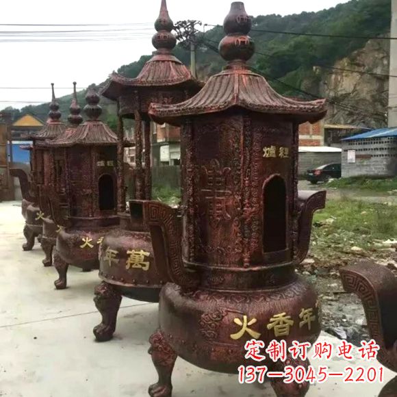 烟台寺庙铜香炉雕塑