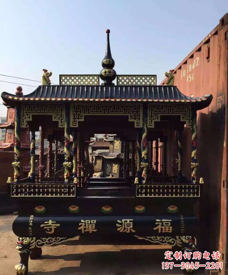 烟台寺庙香炉铜雕 (2)