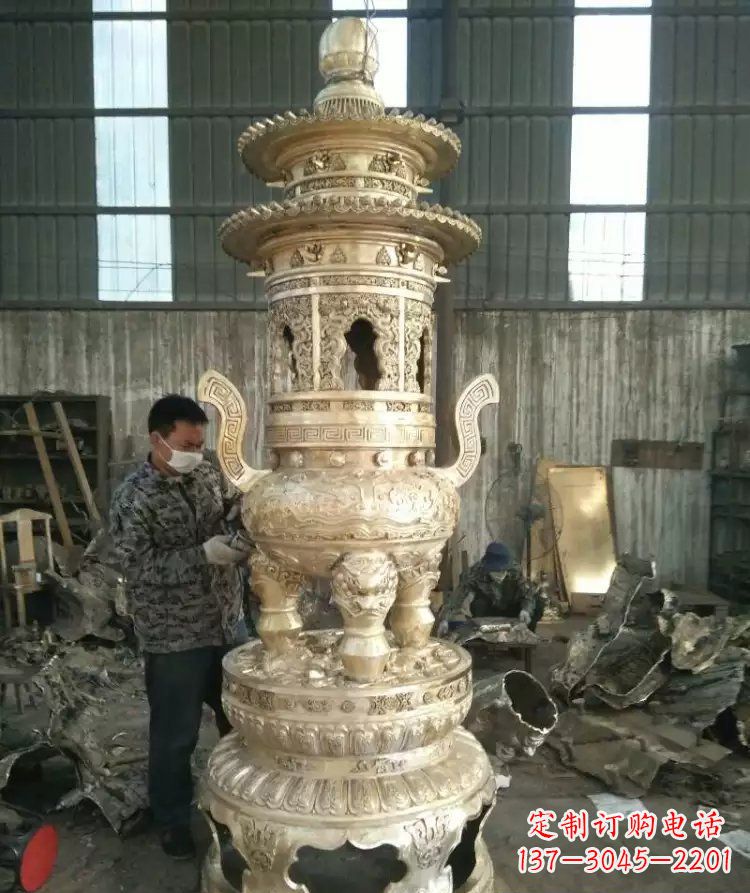 烟台寺庙香炉铜雕 (5)