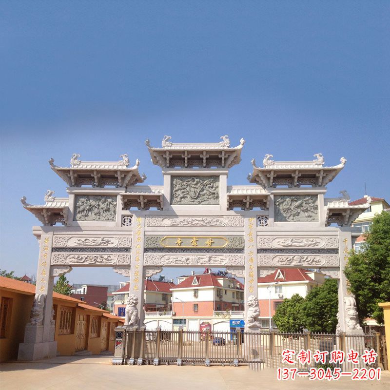 烟台寺院大门石雕牌楼