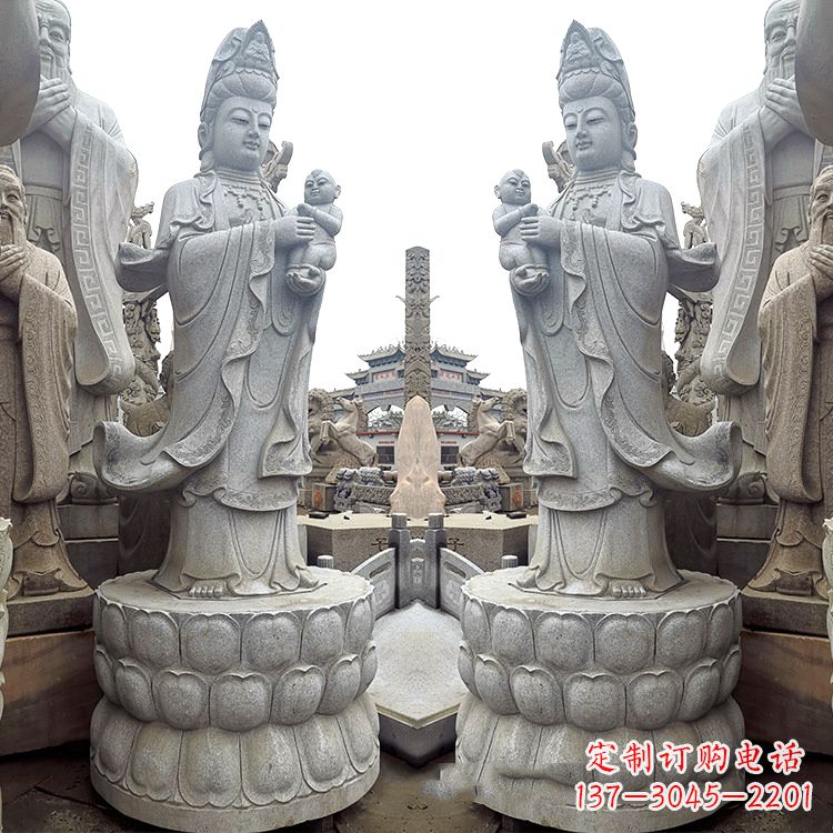 烟台送子观音青石雕塑