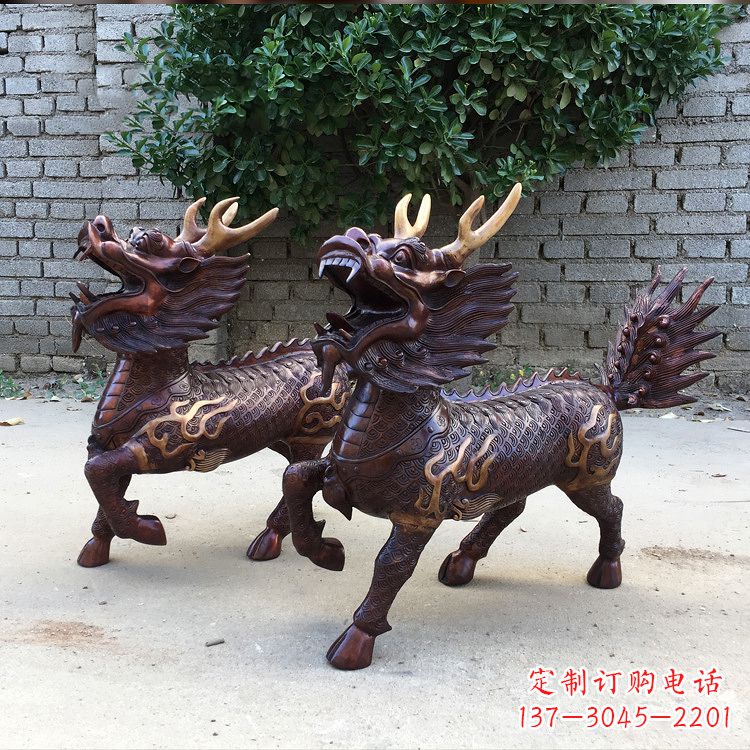 烟台送子麒麟铜雕塑
