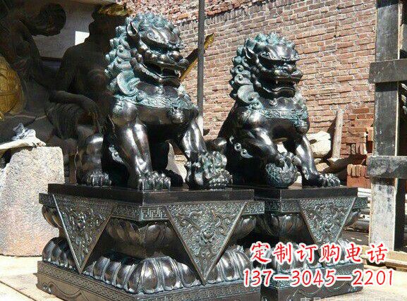 烟台天安门狮子铜雕塑