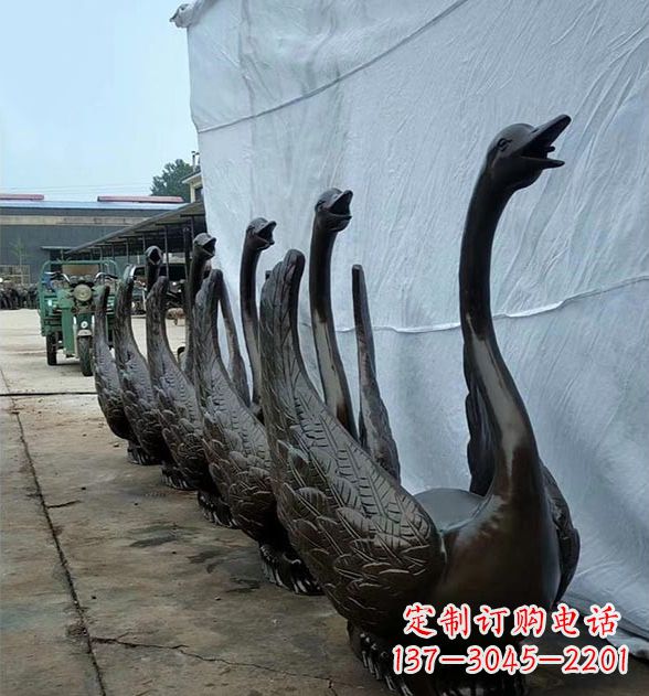 烟台天鹅喷泉铜雕,园林喷泉水景流水组件