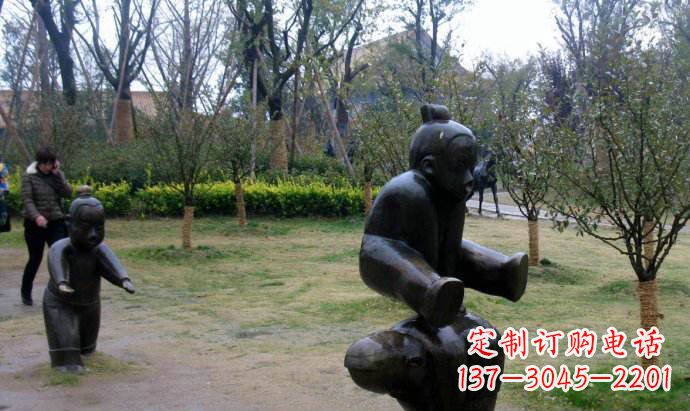 烟台跳山羊公园人物铜雕