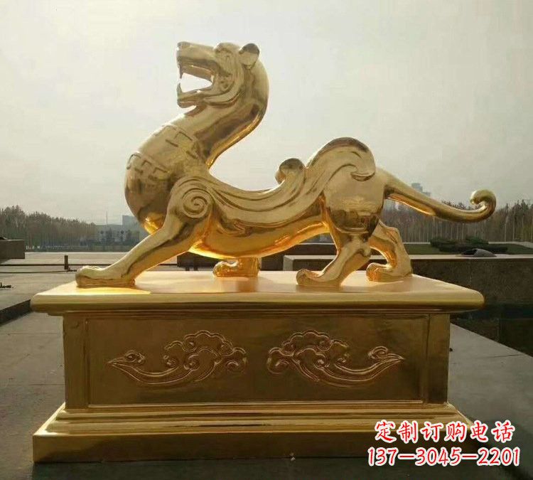 烟台贴金古代神兽青龙雕塑