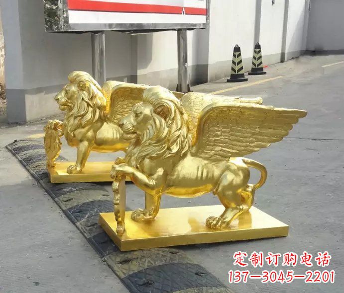 烟台贴金圣马可飞狮铜雕