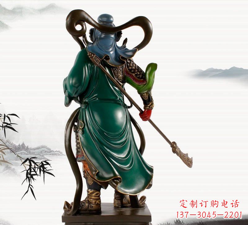 烟台铜雕彩绘武财神关公