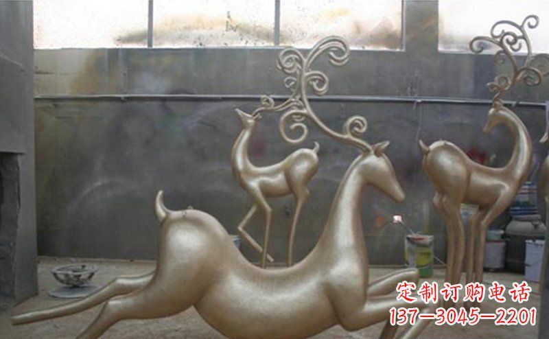烟台铜雕抽象树枝梅花鹿雕塑