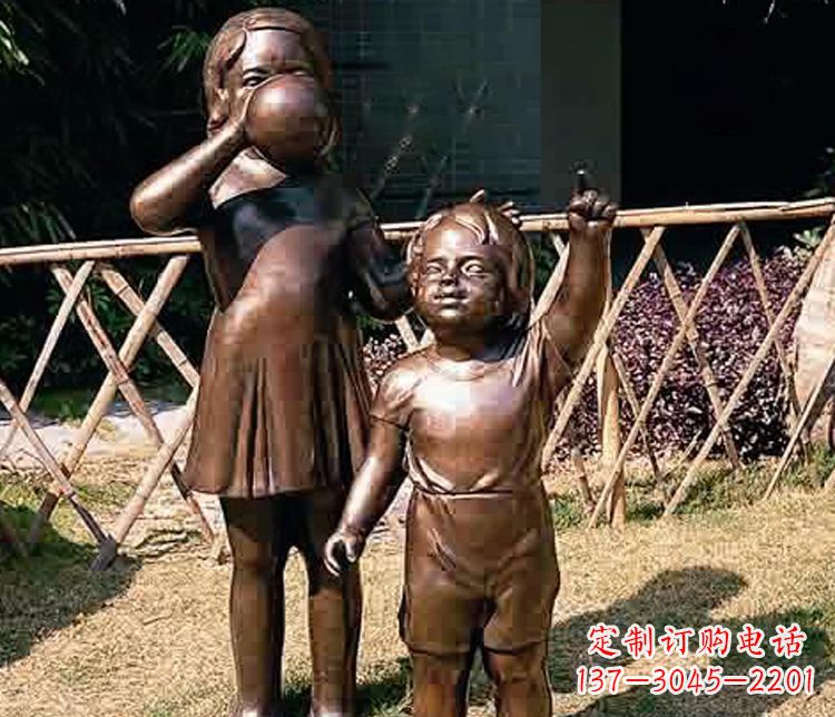 烟台铜雕吹气球儿童