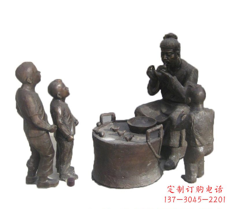 烟台铜雕吹糖人的古代人物