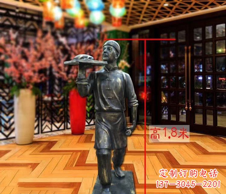 烟台铜雕店小二人物雕塑 (2)