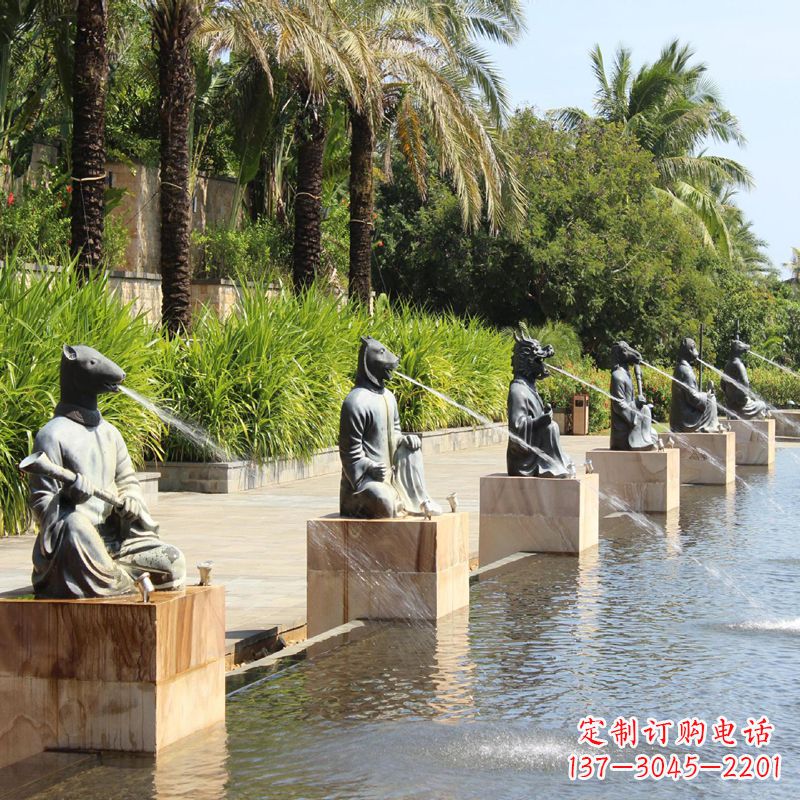 烟台铜雕动物喷泉景观雕塑