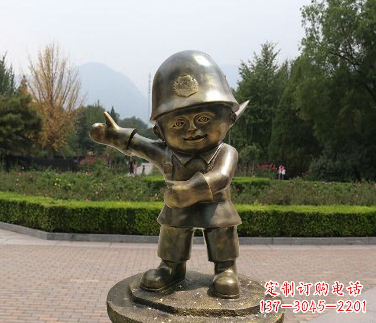 烟台铜雕儿童交通警察