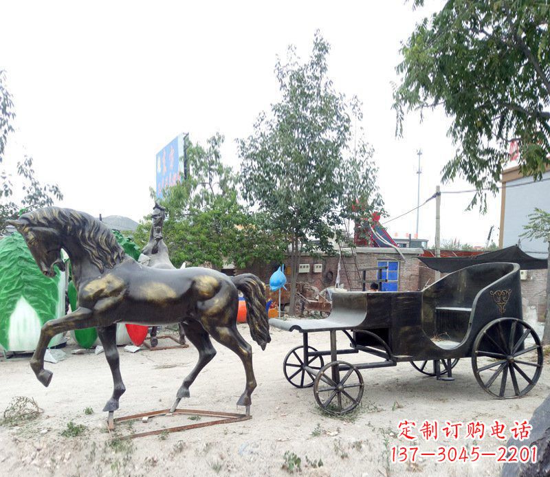 烟台铜雕古代战马景观摆件