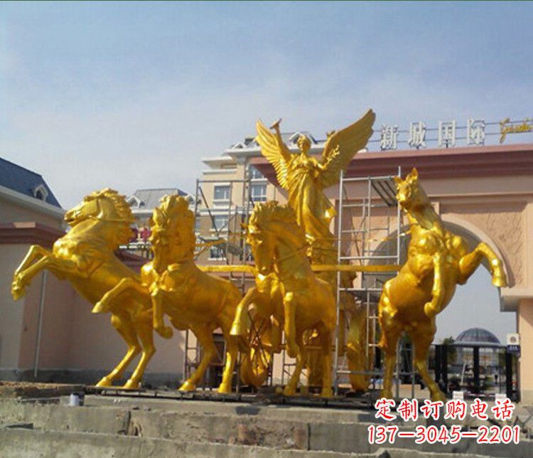 烟台铜雕广场阿波罗战马雕塑