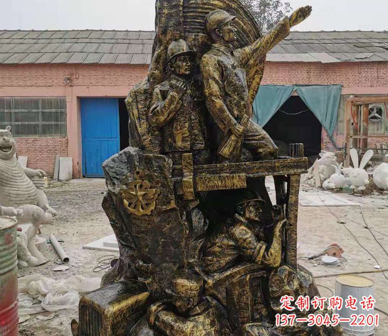 烟台铜雕广场解放战士雕塑